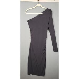 Riller & Fount Size 1 One Shoulder Bodycon Midi Dress Black Fitted Cocktail